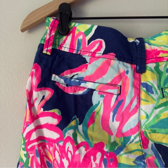 Lilly Pulitzer The Callahan Short 100% Cotton Floral Button Zipper Zip Colorful - Picture 4 of 11